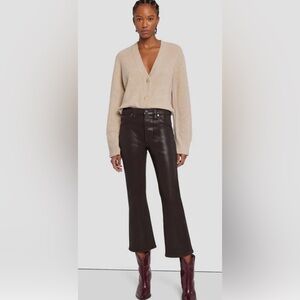 7 For All Mankind High Waist Slim Kick Flare Coated Chocolate Jeans Size 28 NWOT